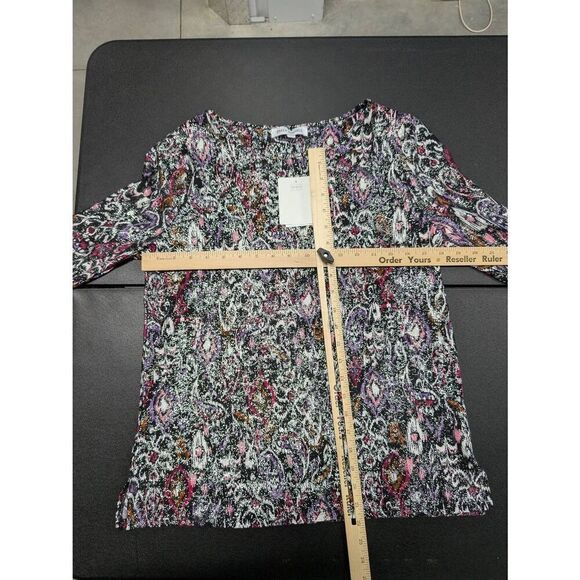 NWT Emily Daniels Women's Multicolor Paisley Sparkle Top Blouse Size Medium - Picture 5 of 6